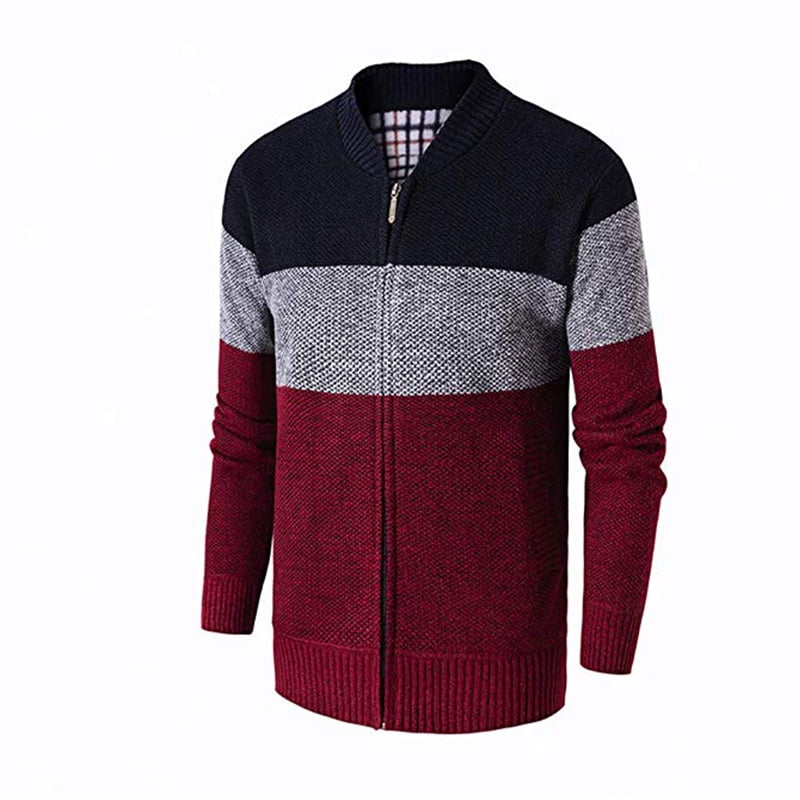 fanhang Mens Slim Fit Long Sleeve Zip Up Casual Cardigan Sweater Knitwear