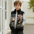 thumbnail image 6 of Xoenoiee Deer Forest American Flag Print Boys Fleece Vest Outerwear Lightweight Sleeveless Zip up Jacket with Pockets Warm Polar Soft Fall Winter, Size 3T, 6 of 7