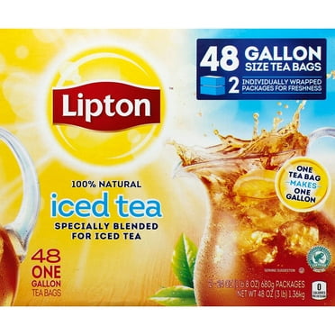 Lipton Gallon-Sized Black Iced Tea Bags, Unsweetened, 48 ct