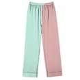 thumbnail image 4 of UAMVSH Women Color Block 2 Piece Pajama Sets Classic Button down Notch Collar Shirts Matching Wide Leg Pants Long Sleeve Pockets Outfits(MediumMint Green 1), 4 of 4