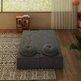 thumbnail image 4 of Grey Convertible Floor Sofa Bed - 14.2" Full Size Plush Corduroy Foam Sleeper with 2 Pillows No Assembly Required, 4 of 13