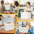 thumbnail image 7 of 10pcs Cake Boxes 12 Inch 12x12x6 Tall Cake Boxes For Tier Cakes With Window Disposable Cake Containers With Lids White Large Cardboard Bakery Take Out Carrier For Wedding, Birthday, Party, 7 of 7