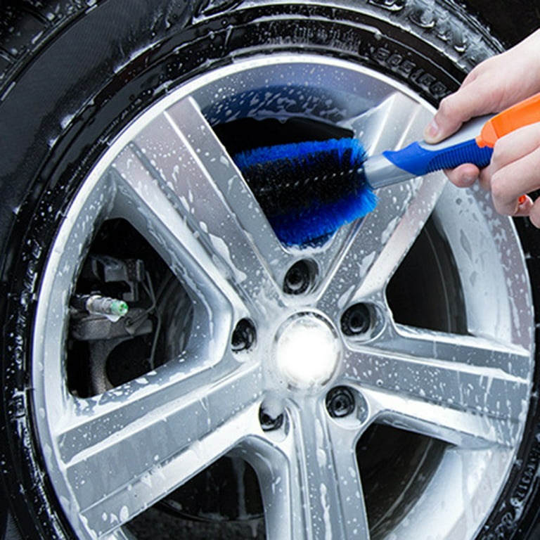 Farfi Rim Scrubber Multifunctional Long/Short Handle ABS Wheel Hub Rubbing  Tire Rim Brush for Car 