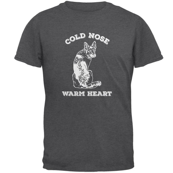 Cold Nose Warm Heart German Shepherd Dark Heather Adult T-Shirt - Medium