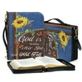 thumbnail image 2 of Kuiaobaty Sunflower Butterfly Print Bible Covers for Women Men God is Within Her PU Leather Bible Case Bag Tote Bag with Handle and Shoulder Strap, Zippered Church Bag Bible Carrying Accessories, M, 2 of 7
