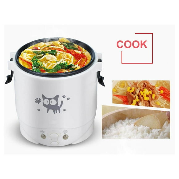 kurtrusly Small 1L Electric Rice Cooker Porridge Multifunction for Travel Rice Cooker Portable Car 12V
