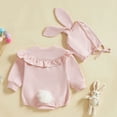 thumbnail image 3 of MIASHUI Baby Girl Easter Outfit Clothes Long Sleeve Romper with Cute Rabbit Ear Hat,Pink,0-3 Months, 3 of 8