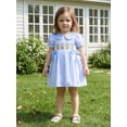 thumbnail image 6 of BemeyourBBs Kids Toddler Girl Back To School Dress Outfit Little Baby Girl Pre Kindergarten Outfits Casual Bow Pencil Embroidered Plaid Doll Collar Puff Short Sleeve A Line Smocked Dress, 6 of 9