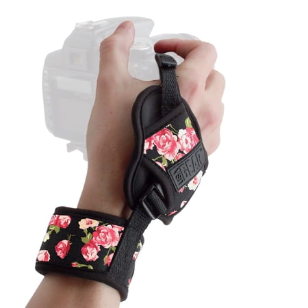 USA GEAR Professional DSLR Camera Hand Grip Strap (Floral) with Metal Plate