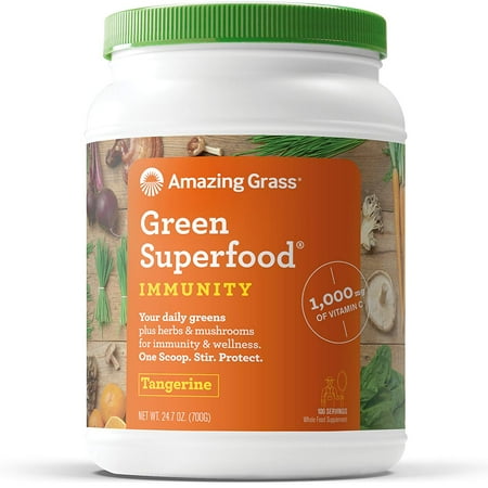 powder grass superfood servings amazing tangerine immunity greens organic wheat flavor walmart