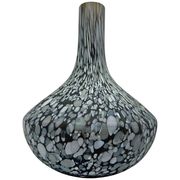 Bergamo Art 12" High Decorative Handmade Gray Patterned Flask Glass Vase