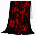 thumbnail image 2 of Red Gothic Lily on Black Splatter Field, Bold Botanical Style for Dark Art Lovers, Crimson Flower Flame Motif and Birthday Gift, Cozy Flannel Blanket for Bedroom and Living Room, Home Decor, 2 of 9