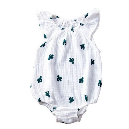 

CIYCuIT Newborn Infant Baby Girl Romper Bodysuit Flying Sleeve Jumpsuit Playsuit Outfit Cotton Linen Clothes 0-24M