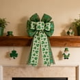 thumbnail image 6 of St.Patrick's Day Bow for Wreath,Large St Patricks Day Wreath Bow for Front Door Fence Green White Shamrock Burlap Bow,St Patricks Day Tree Topper Bows,Shamrock Bowknot for Front Door Outdoor Outside, 6 of 7