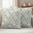 thumbnail image 4 of 2 Pack Outdoor Waterproof Throw Pillows, Sage Green Bohemian Geometric Decorative Square Pillow Case Patio Pillows for Chair Couch Sofa 18x18in, 4 of 9