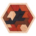 thumbnail image 1 of MasteelfCA 1 Set Wooden Hexagon Puzzle Geometry Shape Pattern Blocks Brain Teaser Toy, 1 of 7