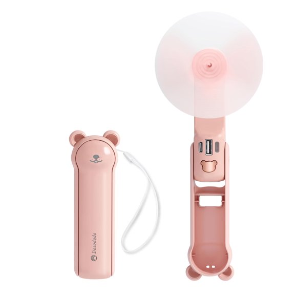 Ventilador portátil de mano Dosododa 3 en 1 con linterna y banco de energía