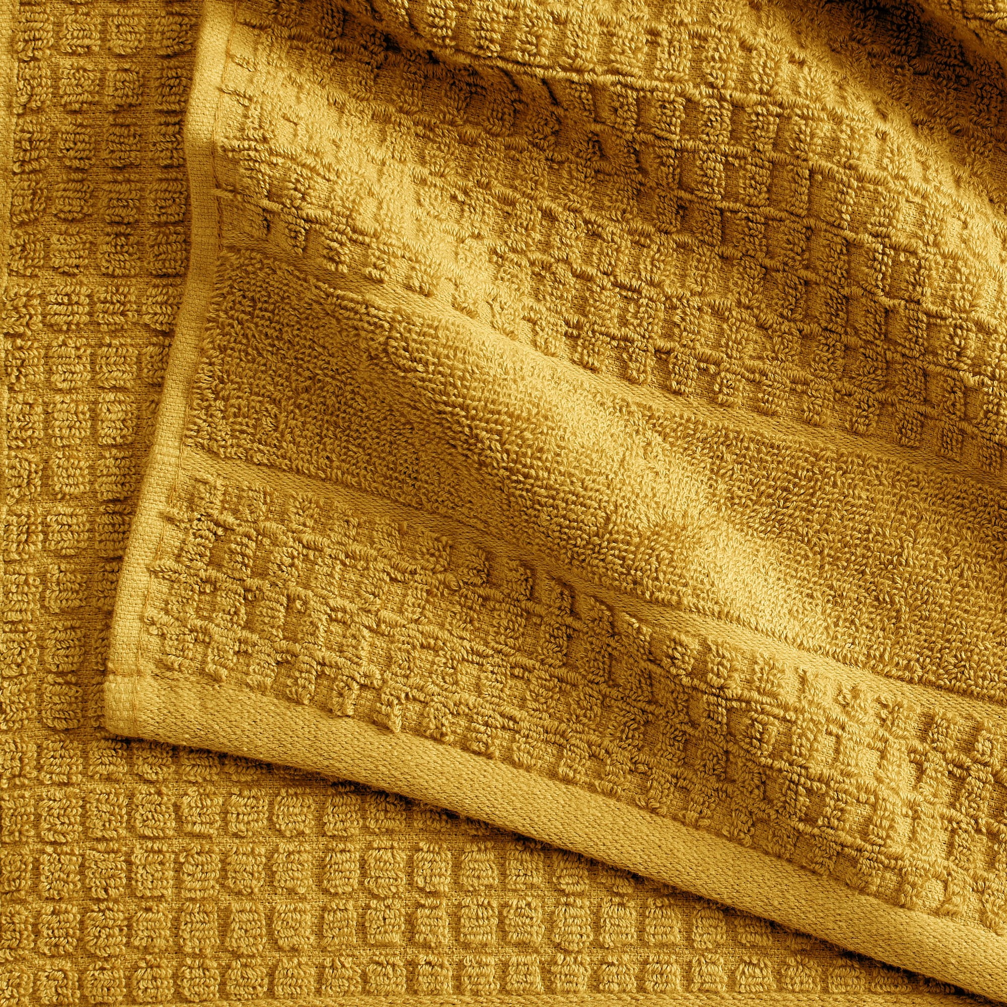 Market & Place 100% Cotton Waffle Weave 6-Piece Hand Towel Set, Mustard Yellow