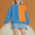 thumbnail image 4 of Girls Crewneck Sweatshirts Fleece Lined Long Sleeve Pullover Pastel Color Block Fall Winter Casual Wear 2-14 Years, 4 of 6