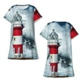 thumbnail image 5 of Salouo Circular Lighthouse Print Short Sleeve Sleepshirt for Womens Comfy Nightgown Scoopneck Cute Nightdress Ruffle -Large, 5 of 7