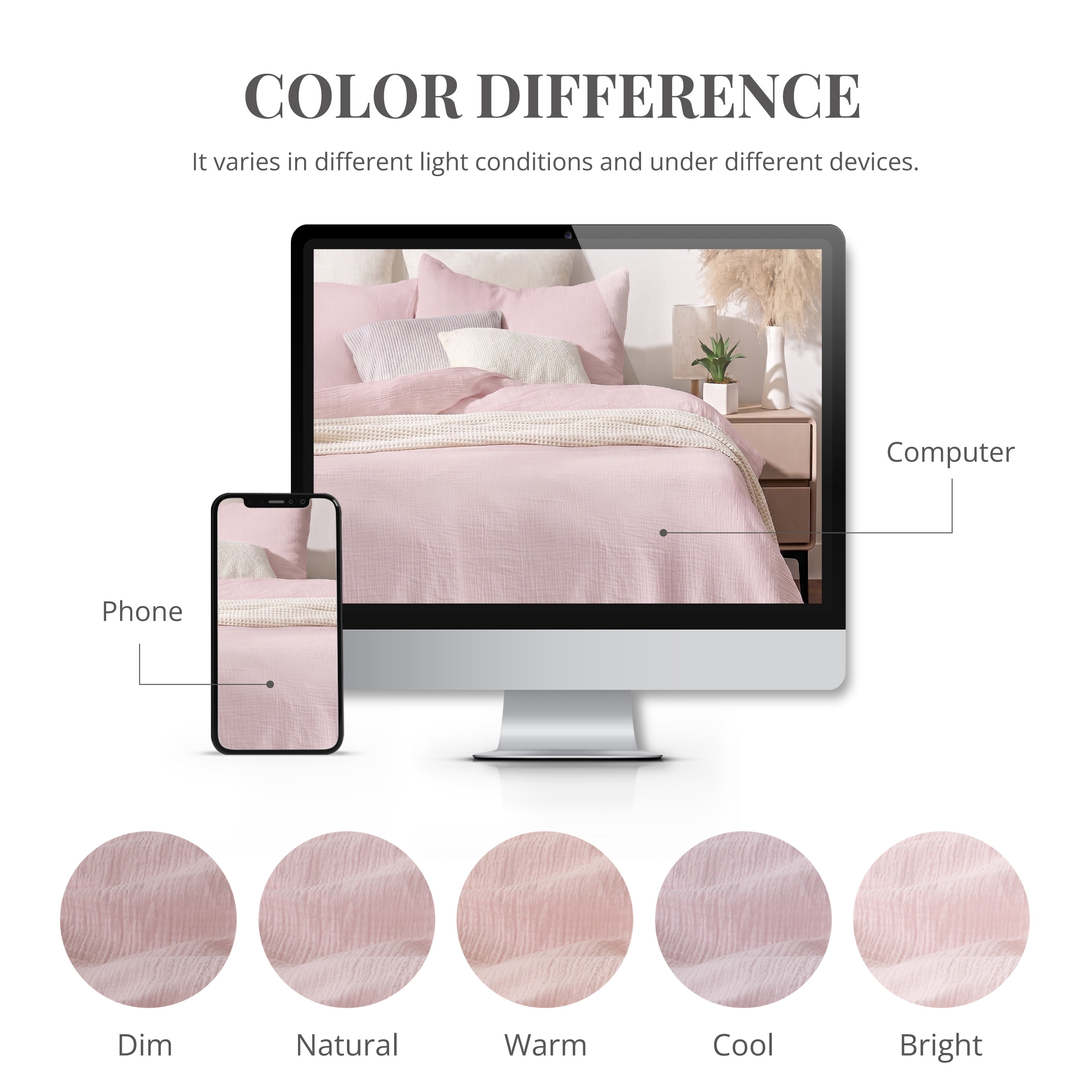 TechForma 100% Cotton Duvet Cover Set, Pink Double Layer Gauze Bed Set, 3 pcs Breathable & Crisp Soft Duvet Cover Set,King
