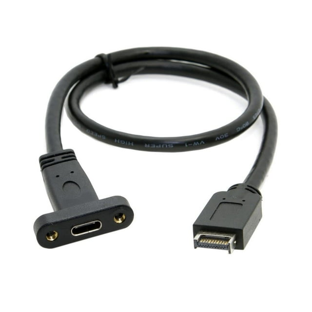 CY USB 3.1 Type-E Front Panel Header Male to USB-C Type-C Female Extension Cable with Panel Mount Screw 40cm