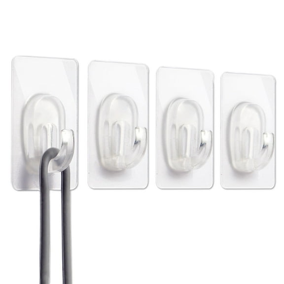 27 PCS Adhesive Wall Hooks, Clear Mini Hooks with Adhesive Strips