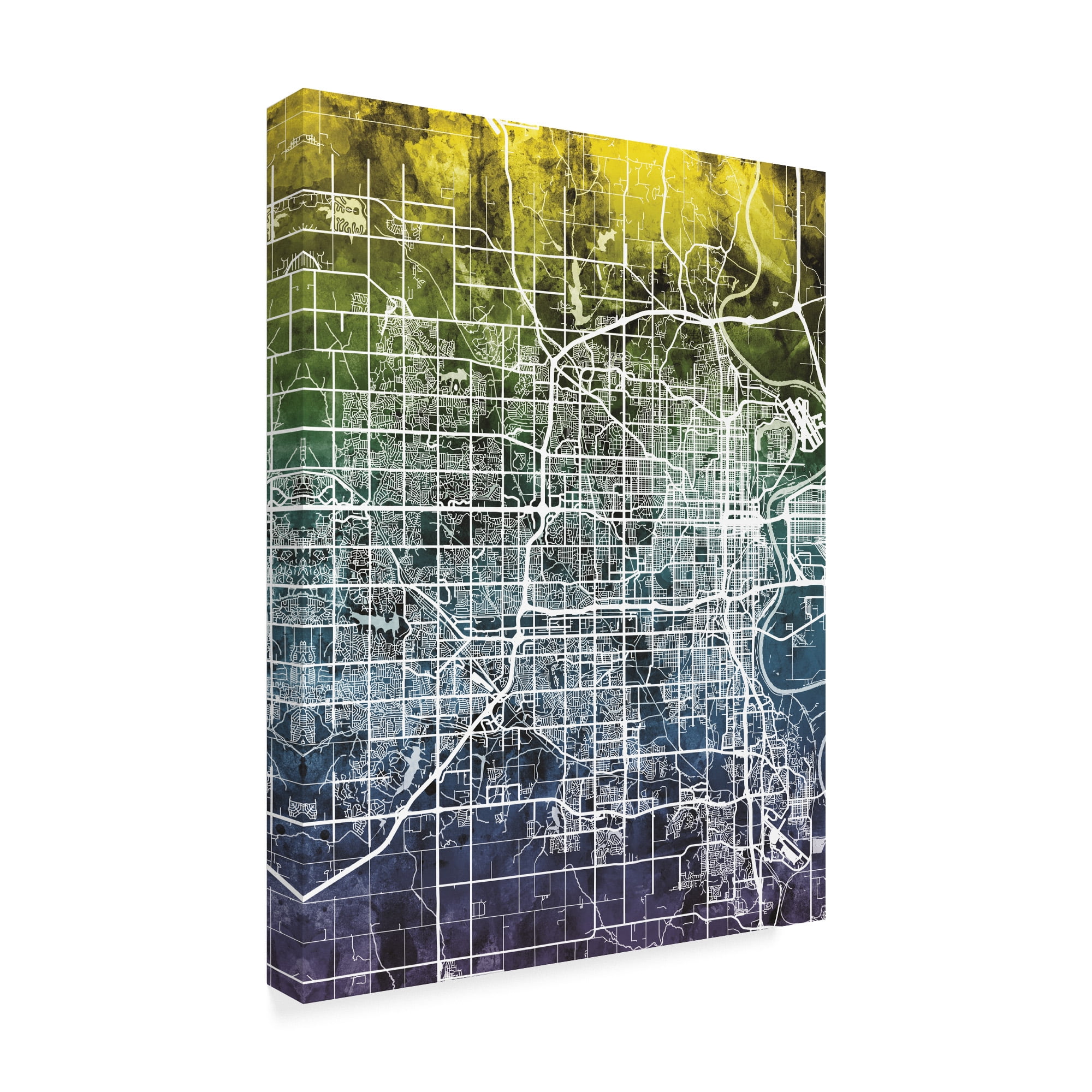 Trademark Fine Art 'Omaha Nebraska City Map Blue Yellow' Canvas Art by Michael Tompsett
