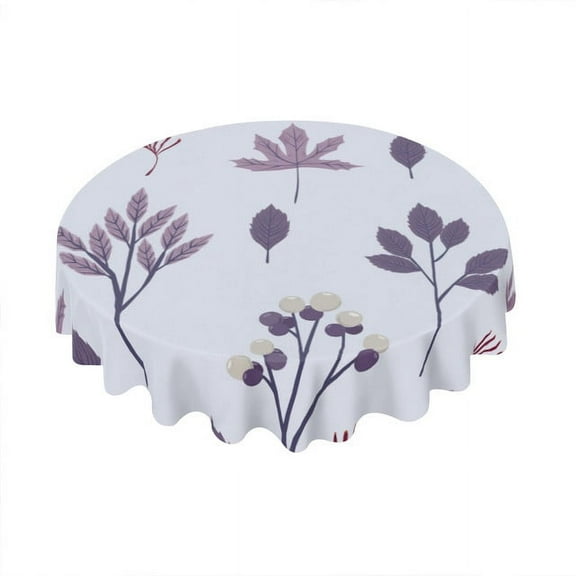 Eveokoki Fall Round Tablecloth,Harvest Tablecloth 60 inch,Autumn Leaves Purple Toned Indoor or Outdoor Holiday Table Harvest Fall Decorations for Home,Dinner