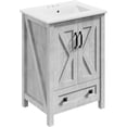 thumbnail image 7 of 24 inch Vanity with Ceramic Sink, Modern Bathroom Vanity with 2 Doors and 1 Storage Drawer, Freestanding Bathroom Cabinet with Contemporary Design for Your Bathrooms, Grey, 7 of 7