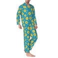 thumbnail image 2 of Lsque Bee Sunflower Pattern Long Sleeve Pajama Set for Men - Soft 2-Piece Sleepwear and Loungewear Set with Pockets, Comfy Nightwear-XX-Large, 2 of 7