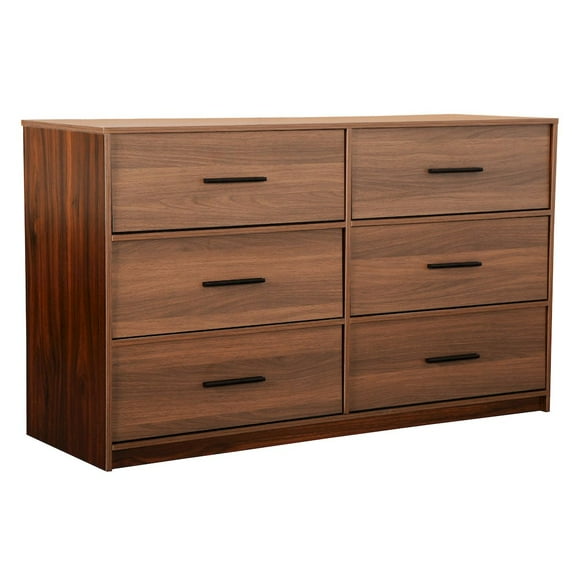 Techni Home 6-Drawer Dresser with Large Fabric Drawers, Walnut