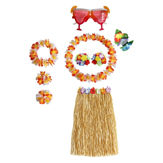 Falda Hawaiana Jinwen Tropical Accesorios de Disfraz Carnaval Playa 60 cm