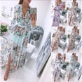 thumbnail image 3 of 2023 Independent station wish Express new summer long-sleeved V-neck chiffon print Bohemian dress women, 3 of 5