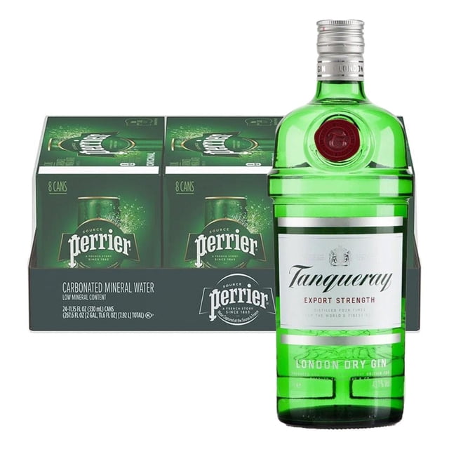 Pack 24 Agua Perrier Mineralizada Lata 330 ml Ginebra Tanqueray 750 ml