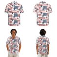thumbnail image 2 of Xixirimido Vintage American Flag Stars Print Couples Matching Vacation Outfits Men's Breathable Short Sleeve Shirt & Women's Irregular Hem Dress Coordinated Summer Wear for Dating, Size L, 2 of 7