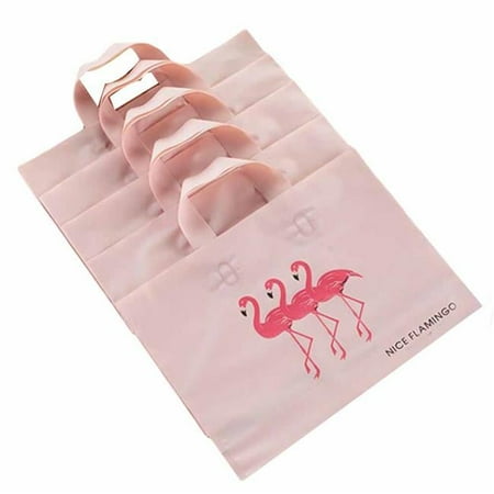 Flamingo Plastic Gift Bag Boutique Bags with Handles Shopping Bags - 50 Pieces