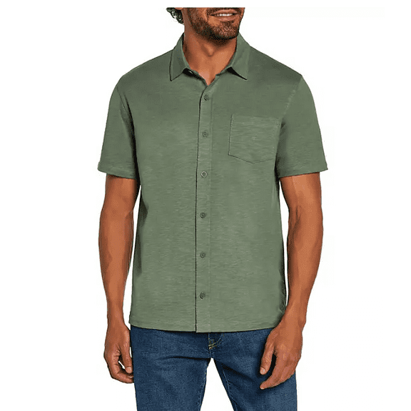 Gap Men's Short Sleeve Knit Button Down Shirt Laurel Wreath Medium