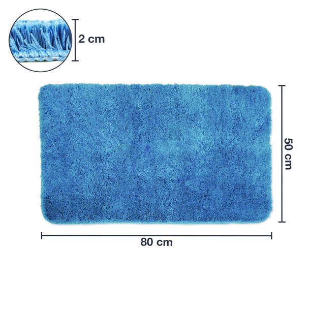 2 piezas de Alfombrilla de Baño Azul Claro - 50x80 cm - para crear un Juego de Alfombrillas de Baño - Antideslizante, Absorbente
