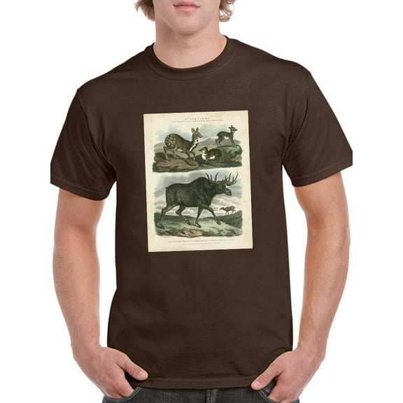 Deer And Moose T-Shirt Men -Sydenham Edwards Designs, Male Large