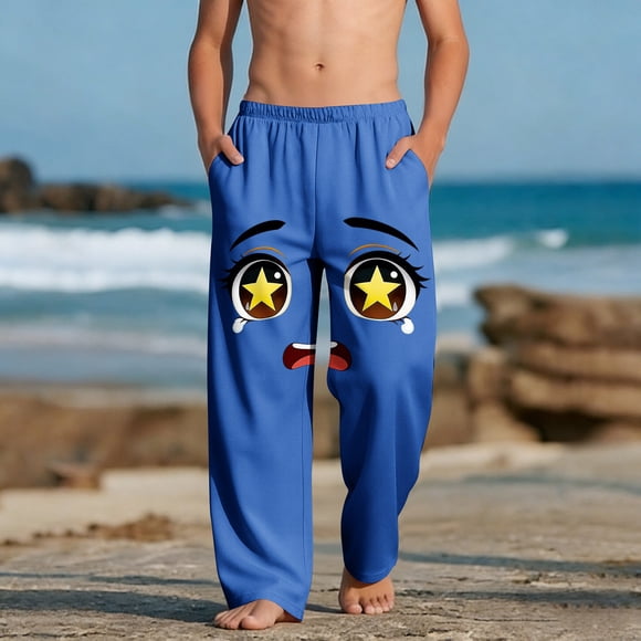 Pantalones largos para niños y niñas, de moda, estampados, casuales, de playa, con bolsillos.