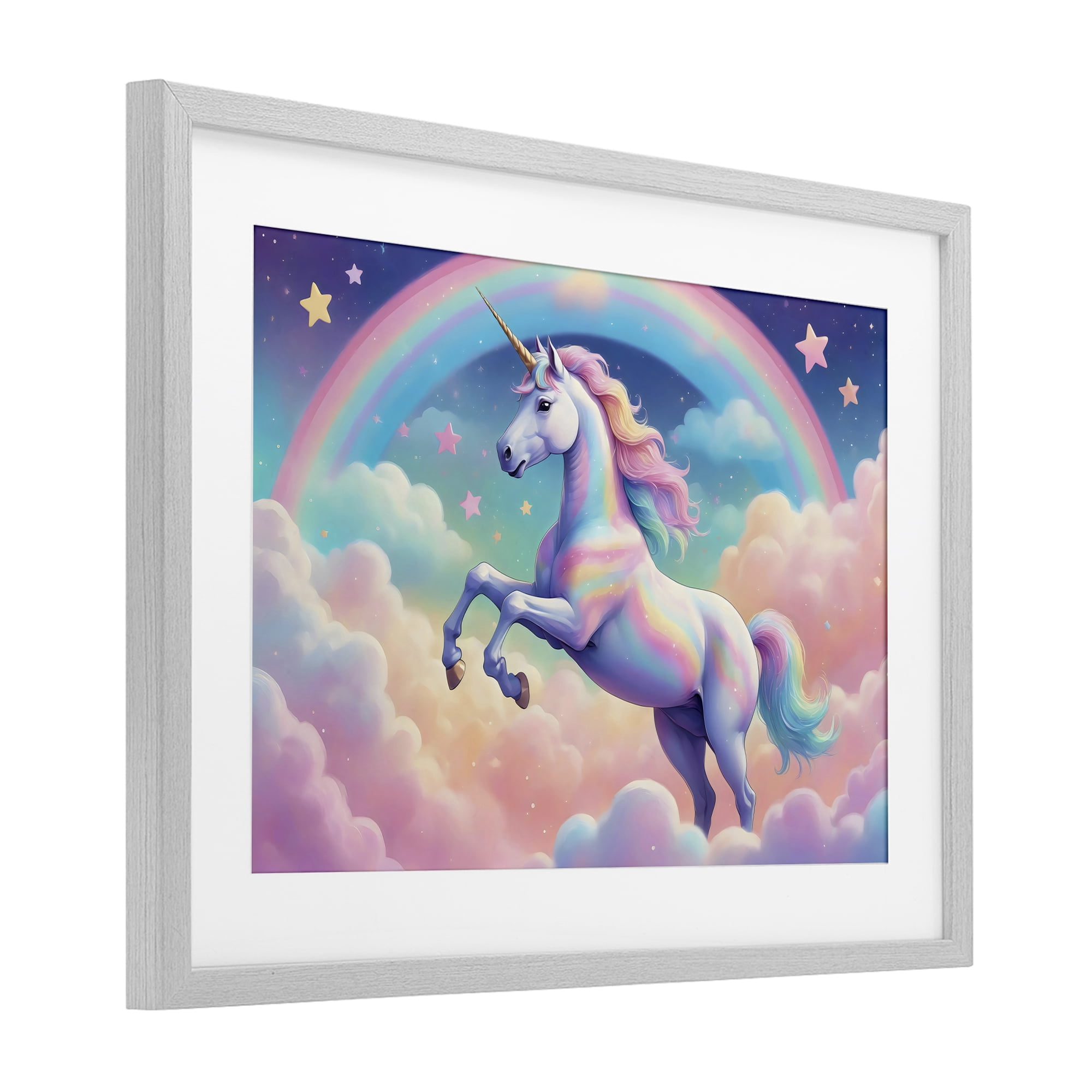 Stupell Industries Colorful Galaxy Unicorn Gray Framed Print Under Glass, design by Creative Studio