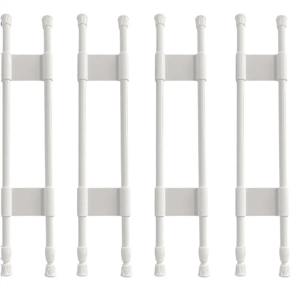 4 Pcs Double RV Refrigerator Bars, 15.8-27.6 Inches Non-Slip Adjustable RV Fridge Tension Rods,4 * Double RV Refrigerator Bars,White