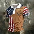thumbnail image 2 of LTTVQM Polo Shirts for Men Summer 250th Anniversary USA Shirt Flag Print Shirts Patriotic 1776-2026 Short Sleeve 4th of July Outfits Brown 3XL, 2 of 7