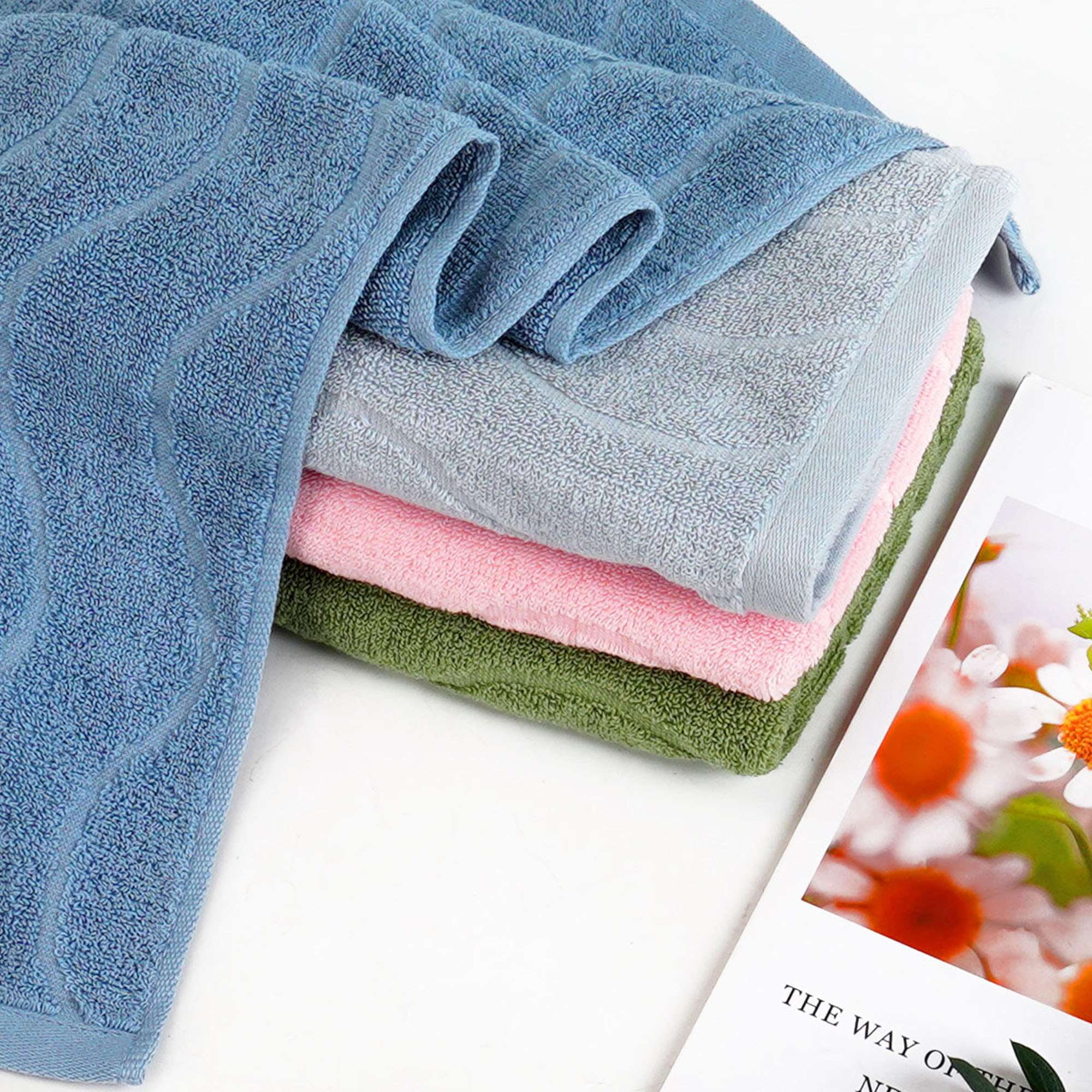 Deago 4 Pack Soft & Absorbent Cotton Hand Towels for Bathroom - Multipurpose Face Towels for Bath, Gym and Spa (14" x 29")