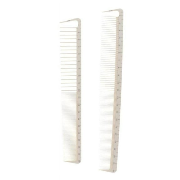 2 Pcs Professional Hair Cutting Combs Set, Salon Hair Styling Measure Combs, Anti-Static Hairdressing Combs, White