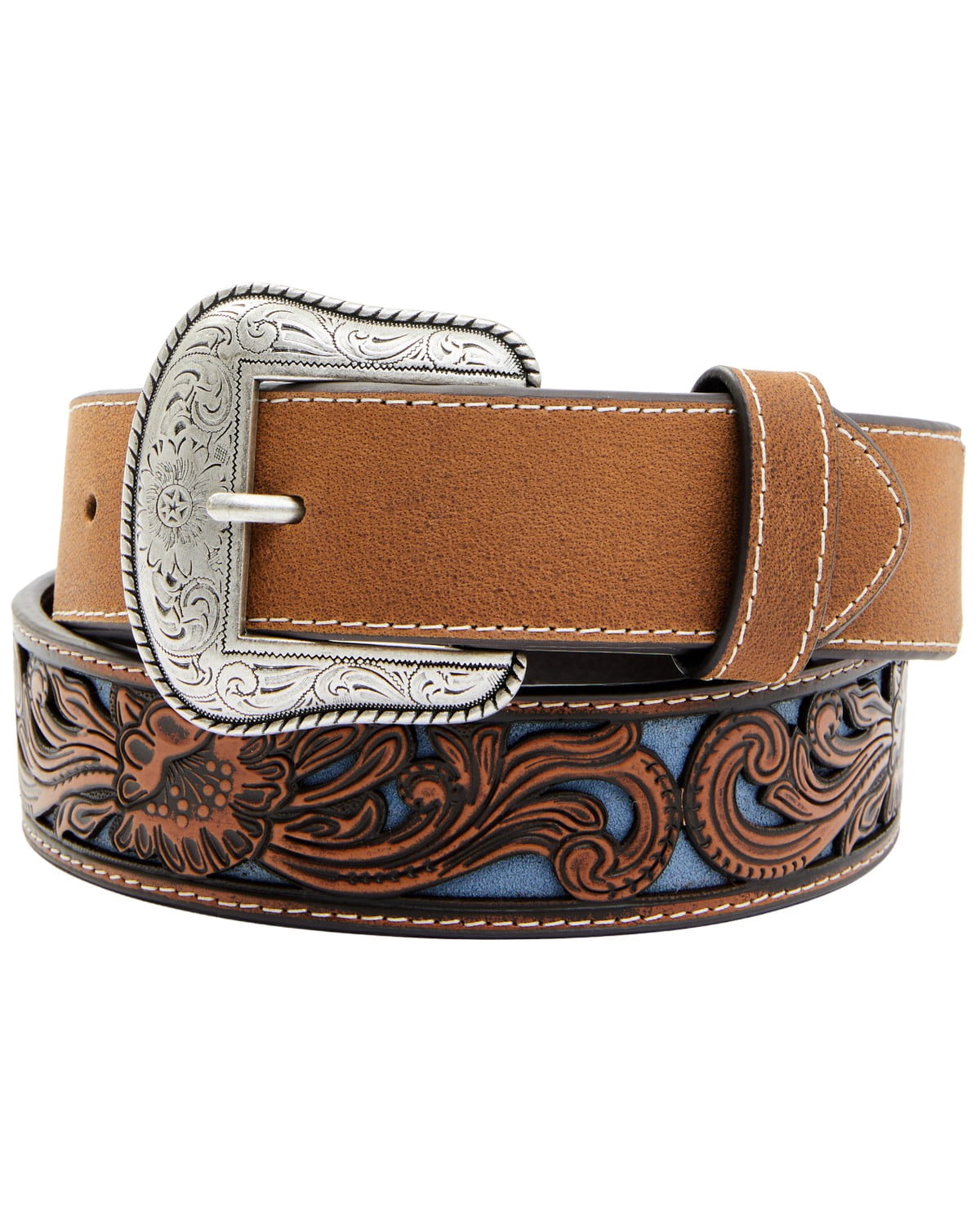 Ariat (Brown) Floral Tooled Leather Western Belt Womens XL A1523667 Vine Emboss Belt | Ariat main image 2