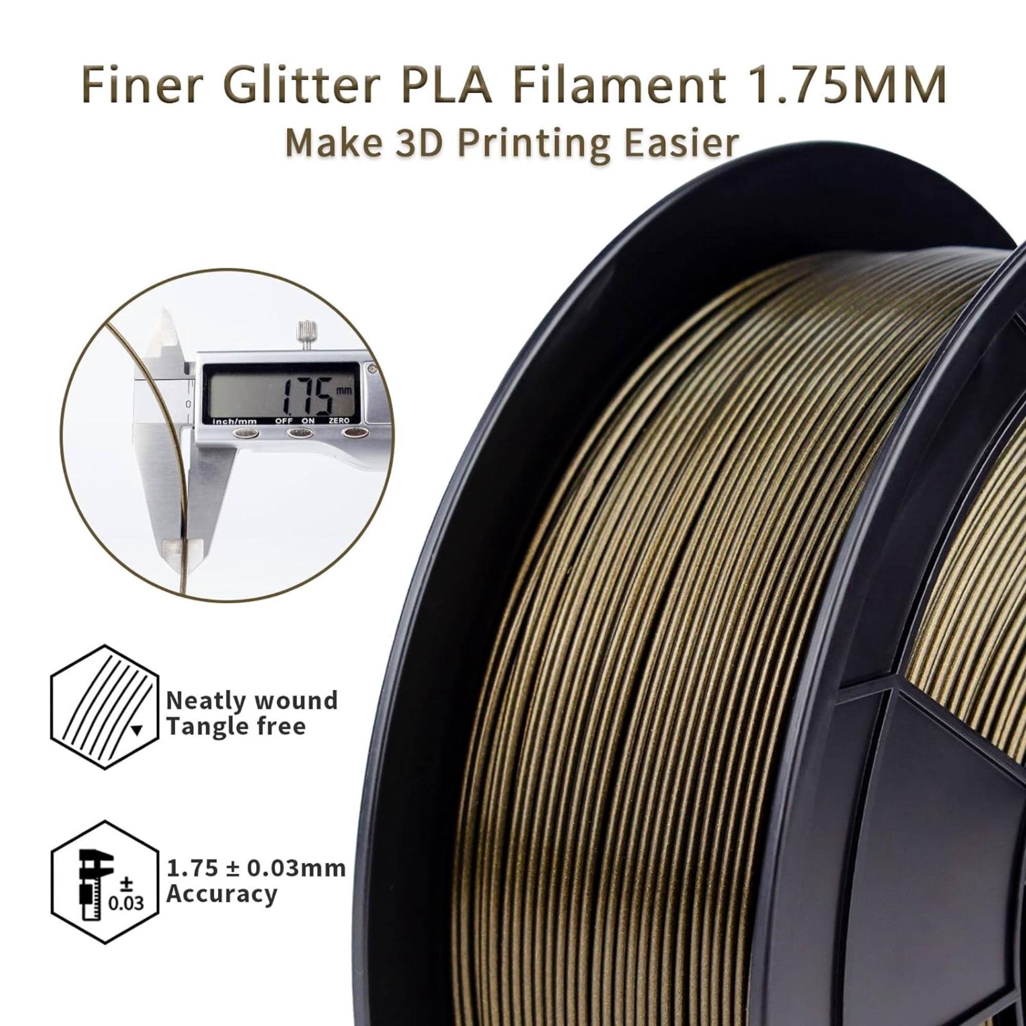 Ziro 3D Mystic PLA Filament 1.75mm 1kg, Midnight Gold