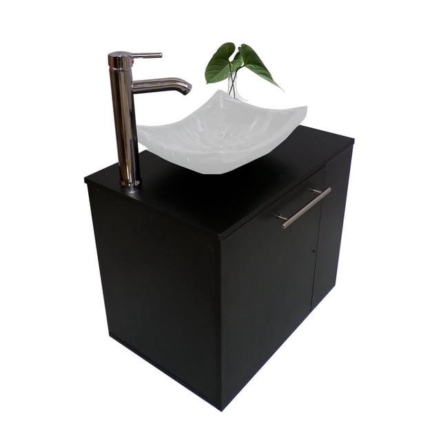 Gabinete para Baño con Lavamanos y Monomando Derecho DECOMOBIL negro mate GABINETE 07