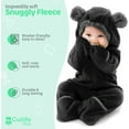 thumbnail image 6 of Cuddle Club One Piece Romper Hooded Fleece Onesie Jumper for Baby, Bear Black Newborn, 6 of 7